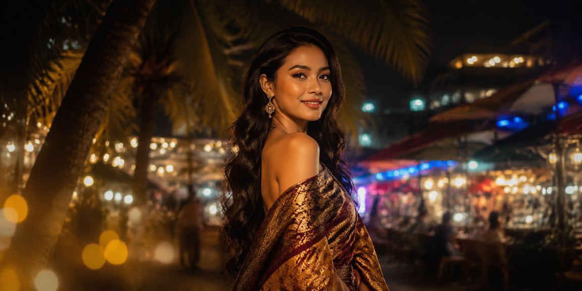 Suasana malam pasar di Vietnam dengan nuansa permainan kasino yang meriah