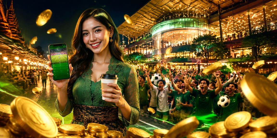 Anggota VIP violin88 menikmati taruhan olahraga dengan smartphone di kedai kopi